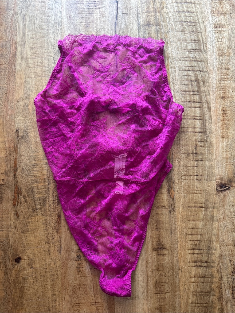 Victoria’s Secret High Neck hot pink Fuchsia Lace Sheer teddy Bodysuit NEW NWT